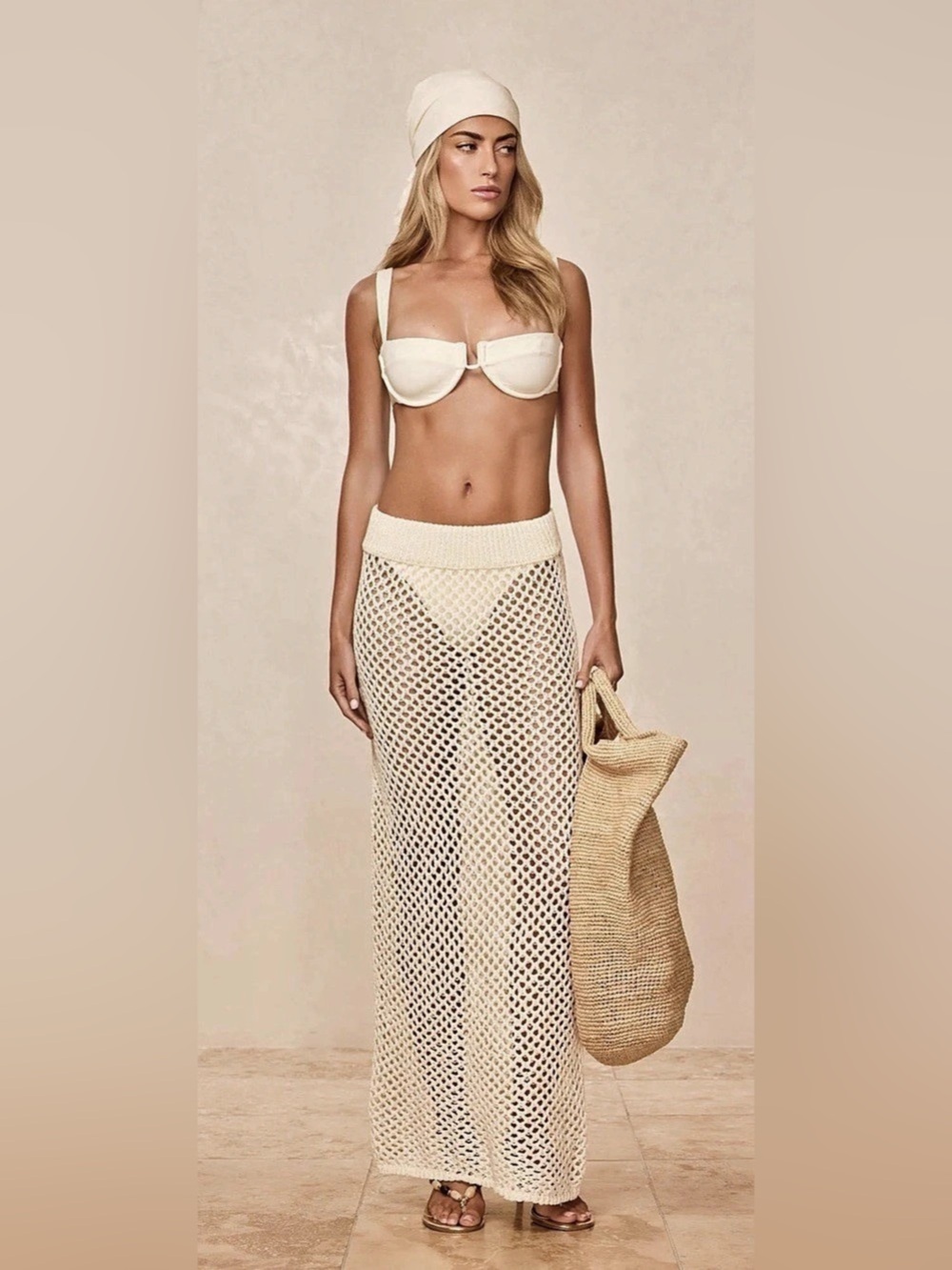 Monday Swimwear Cape May Skirt in Ivory Crochet